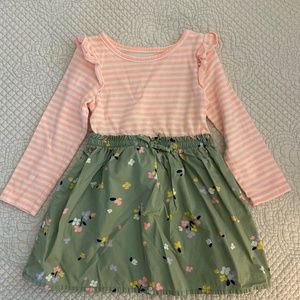 Cat & Jack dress, white, pale orange, green, size 2T